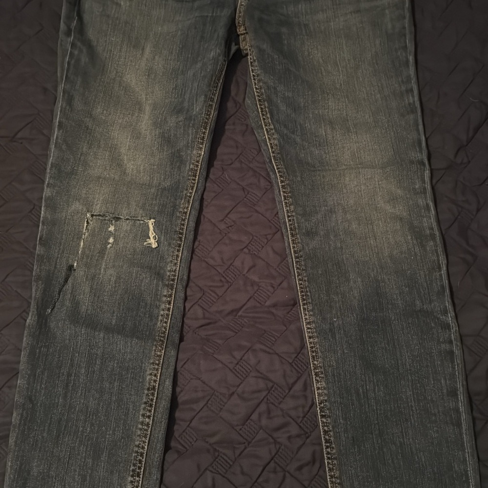 rag & bone Women's Distressed dark blue boyfriend Straight Leg Jeans